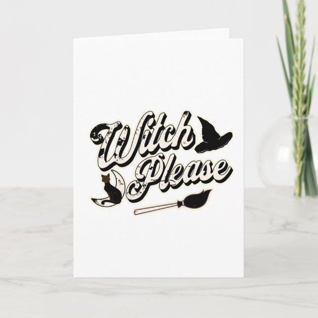 Hexe bitte, Vintag Halloween Funny Karte (Vorderseite)