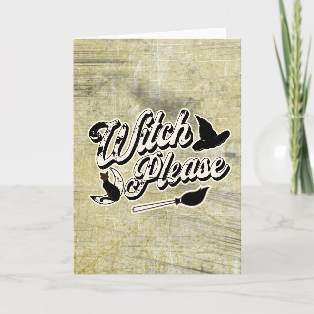 Hexe bitte, Vintag Halloween Funny Karte (Vorderseite)