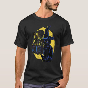 Hexe Black Cat One Spooky Nurse Halloween T-Shirt
