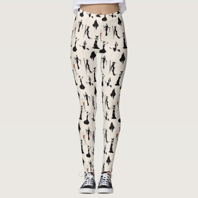 Hexe Bloody Cocktail Hart Skeleton Hand Halloween Leggings (Vorderseite)