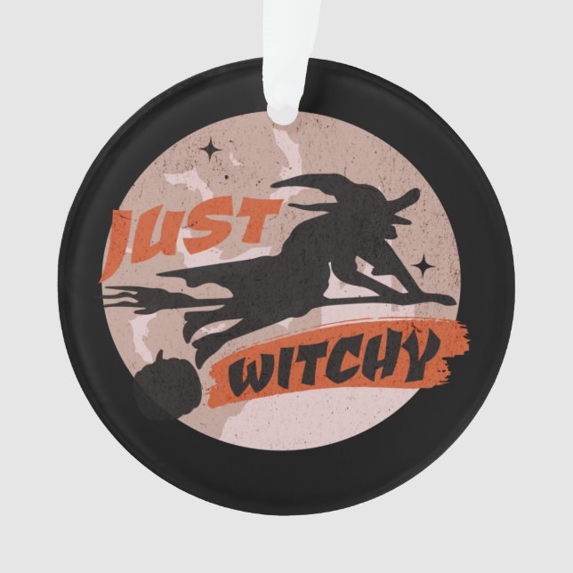 Hexe Broomstick Halloween Pumpkin Ornament (Vorderseite)