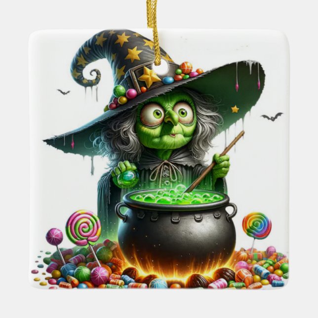 Hexe Candy Brew Keramikornament (Vorderseite)