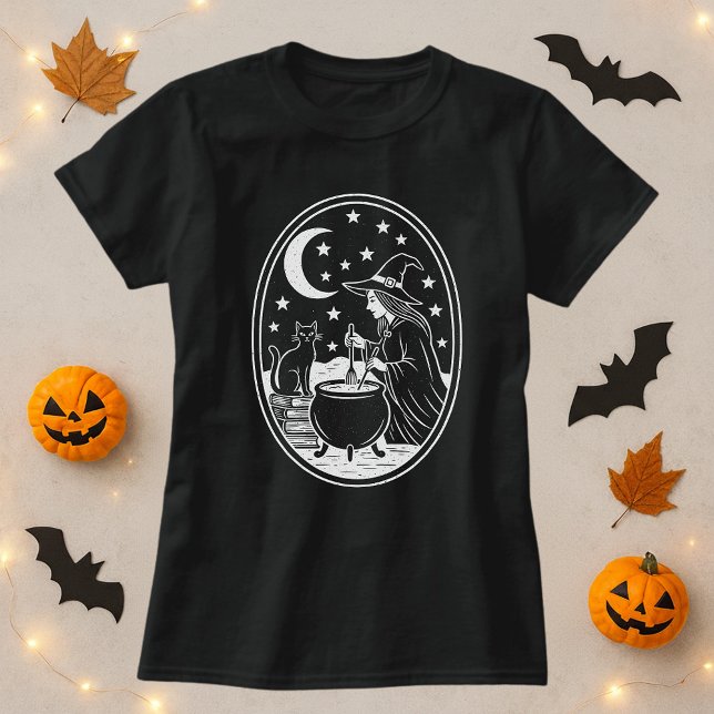 Hexe Cat Cauldron Mystic T-Shirt (Von Creator hochgeladen)