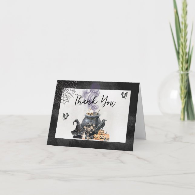 Hexe Cauldron Baby wird Baby-Dusche Dankeskarte (Vorderseite)