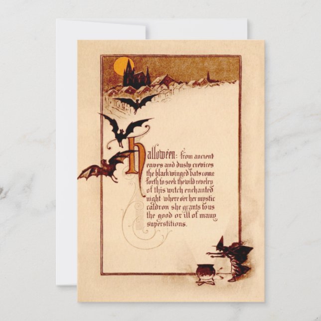 Hexe Cauldron Bat Full Moon (Vorderseite)