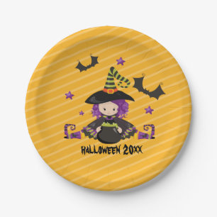 Hexe Cauldron Bats Halloween Kids Halloween-Party Pappteller