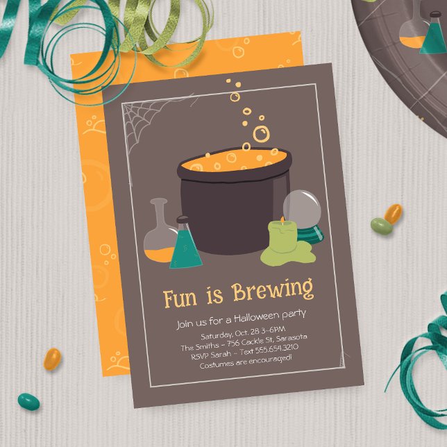 Hexe-Cauldron Halloween Einladung (Witches Cauldron Halloween Party Invitation)