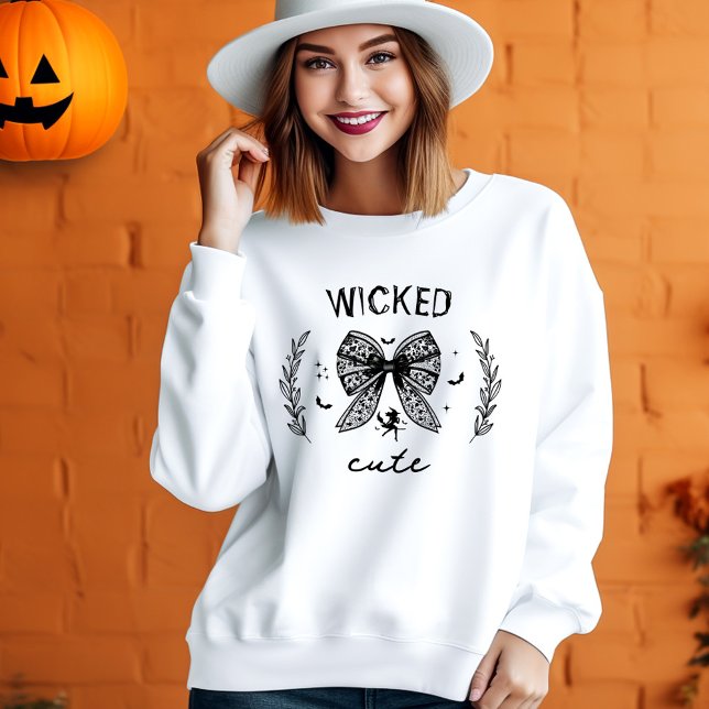 Hexe Coquette Lace Black Bow Halloween Name Sweatshirt (Witch Coquette Lace Black Bow Halloween Name Sweatshirt)