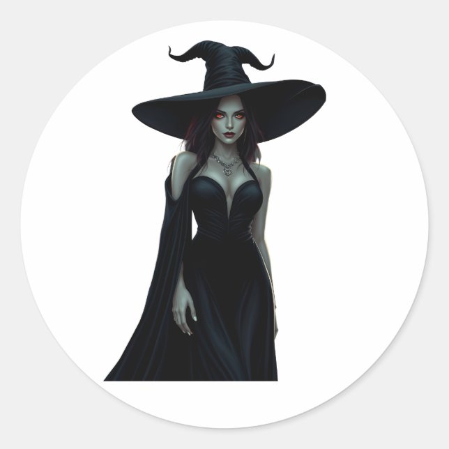 Hexe der Nacht Runder Aufkleber (Vorderseite)