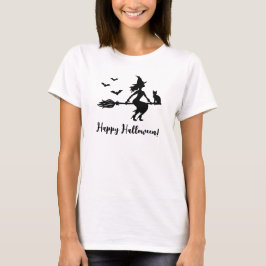 Hexe, die auf einem knackigen Halloween-Text flieg T-Shirt