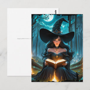 Hexe, die ein Buch liest - Wicca Halloween 2 Postkarte