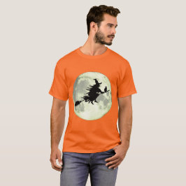 Hexe, die über den Vollmond-T - Shirt fliegt
