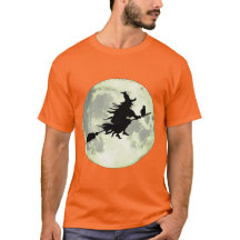 Hexe, die über den Vollmond-T - Shirt fliegt