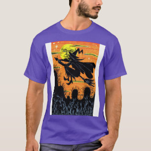 Hexe, die über einen Bauernhof fliegt T-Shirt