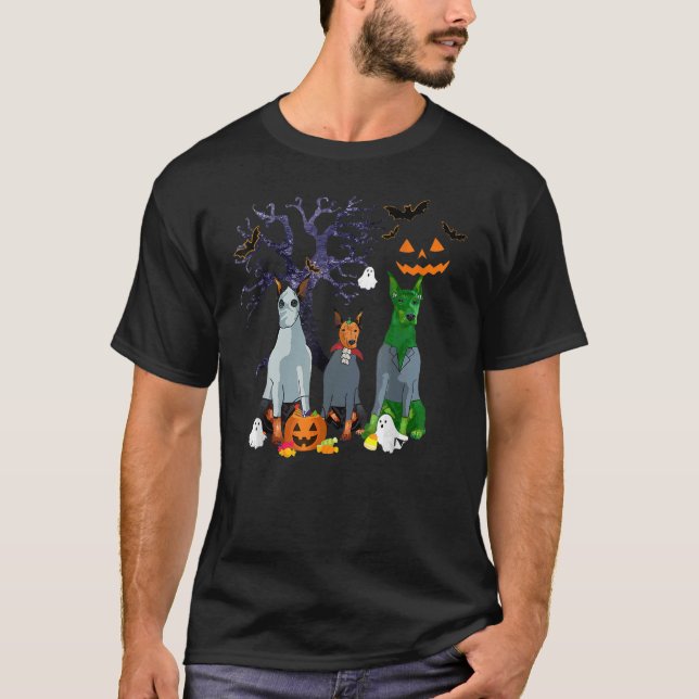 Hexe Doberman Pinscher Hund Halloween Kostümwolke T-Shirt (Vorderseite)