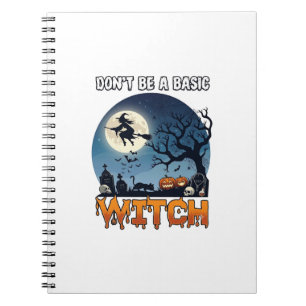 Hexe Don Be Basic Halloween Mondkatze Kürbis_1 Notizblock