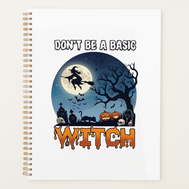 Hexe Don Be Basic Halloween Mondkatze Kürbis_1 Planer (Vorderseite)
