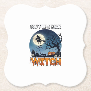 Hexe Don Sein Basic Halloween Mond Katze Kürbis_1 Untersetzer