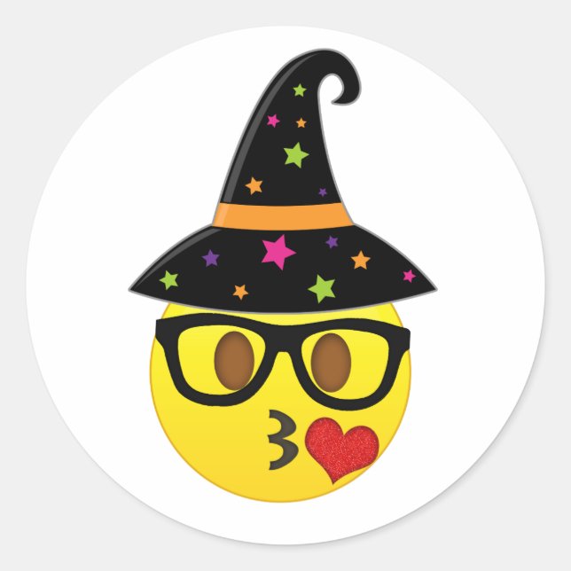 Hexe Emoji Halloween Stickers für Kinder (Vorderseite)