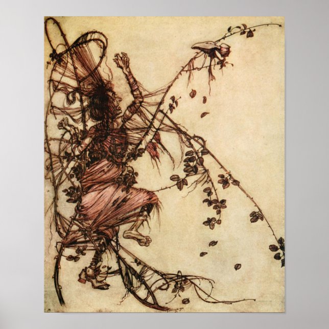 Hexe Entangled in Thorns von Arthur Rackham Poster (Vorne)