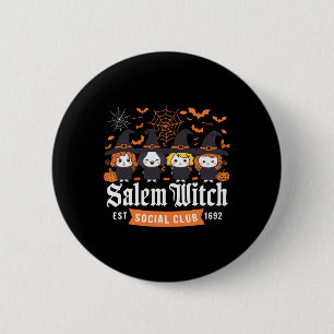 Hexe Est 1692 Social Club Halloween Girls Button
