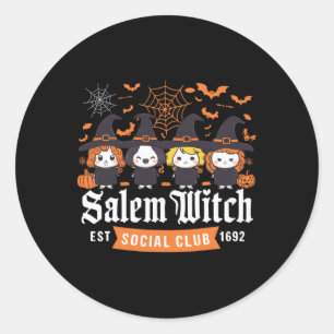 Hexe Est 1692 Social Club Halloween Girls Runder Aufkleber