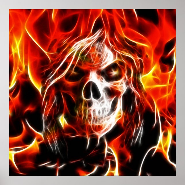 Hexe Fiery Skull Poster (Vorne)