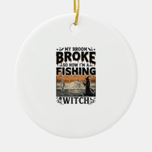 Hexe Fischer Halloween Vintage Vektor Design_1 Keramik Ornament