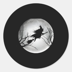 Hexe Full Moon Halloween Hexe N Runder Aufkleber