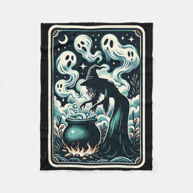 Hexe Ghost Cauldron Gothic Supernatural Tarot Car Fleecedecke (Vorderseite)