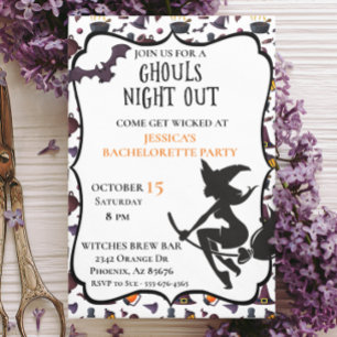 Hexe Ghouls Nacht Bachelorette Halloween Oktober Einladung