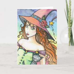Hexe Graue Tabby Karte Notizkarte von Molly Harris