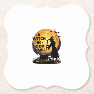 Hexe Gute Zeit Halloween Mond Kessel_1 Untersetzer