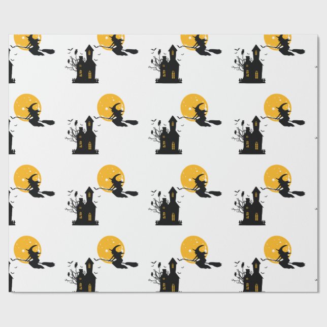 Hexe Halloween  Geschenkpapier (Flach)