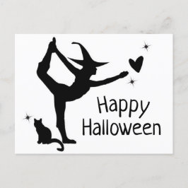 Hexe Halloween Namaste Yoga Schwarz-weiß Modern Postkarte