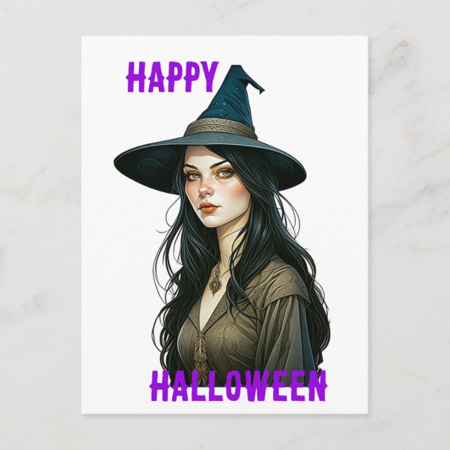 Hexe Halloween Postkarte (Vorderseite)