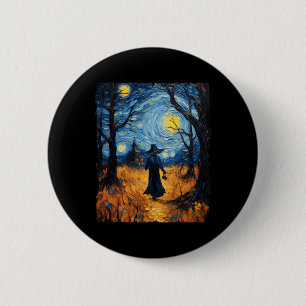 Hexe Halloween Starry Night Van Gogh Kostümkunst Button