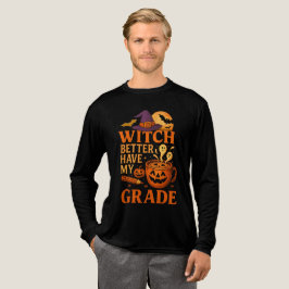 Hexe hat besser mein Klassenlehrer Halloween Tri-Blend Shirt