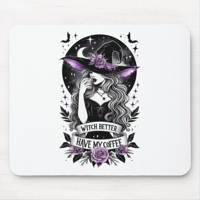Hexe hat besser meine Kaffeemaschine zum Schwimmen Mousepad (Vorne)