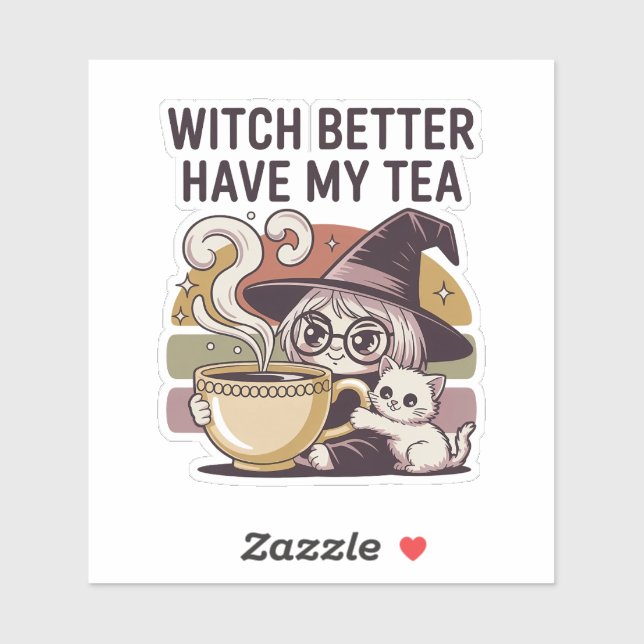 Hexe hat besser meinen Tee - gemütliche Hütte Hexe Aufkleber (Blatt)