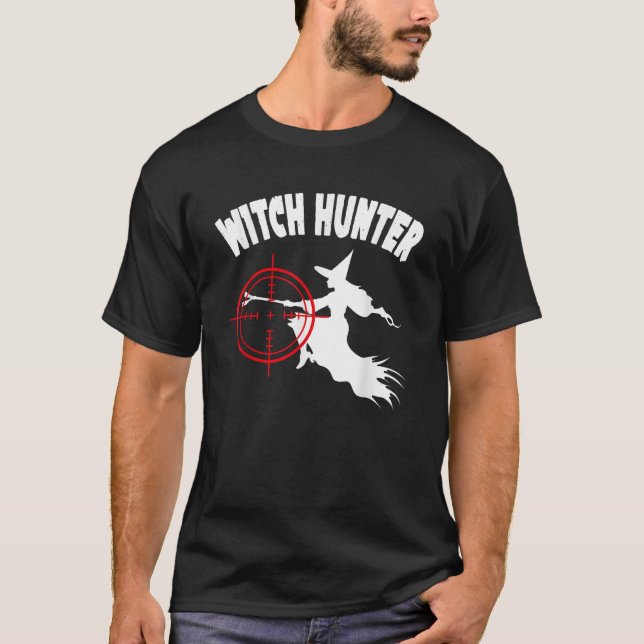 Hexe Hunter Funny Party Halloween T-Shirt (Vorderseite)