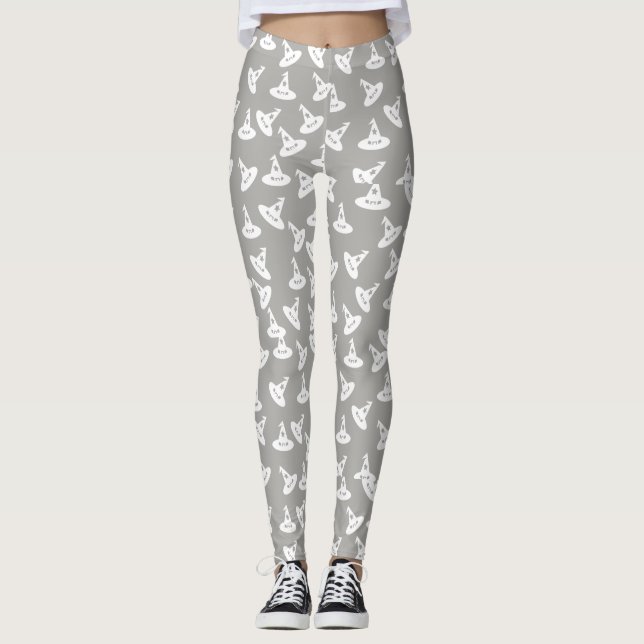 Hexe-Hutconfetti-Leggings - Weiß/Grau Leggings (Vorderseite)