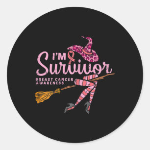 Hexe im a Survivor Halloween Breastkrebs Awaren Runder Aufkleber