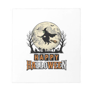 Hexe im Vintage-Stil Frohes Halloween Vektordesign Notizblock