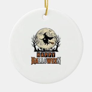Hexe im Vintage-Stil Happy Halloween Vektorgrafik_ Keramik Ornament