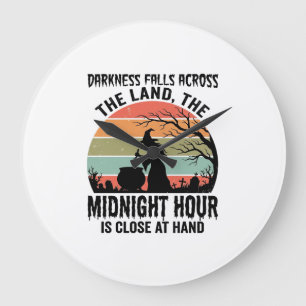 Hexe im Vintage-Stil Mitternachtsstunde Halloween- Große Wanduhr