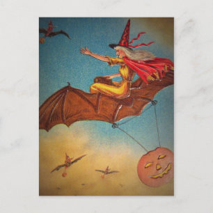 Hexe im Vintage-Stil Postkarte