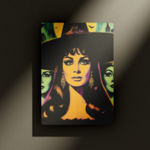 Hexe im Vintage-Stil Postkarte