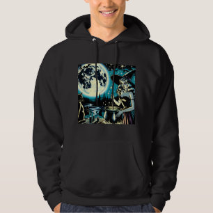 Hexe im Vintage-Stil rührt einen Kessel auf einer  Hoodie