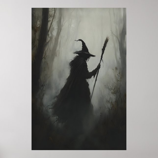 Hexe im Wald Druckbares Enchanted Gothic Poster (Vorne)
